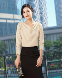 女长袖韩版时尚气质洋气宽松上衣设计感小众缎面雪纺衬衣