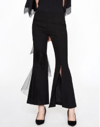 新款显高显瘦网纱雪纺喇叭休闲裤