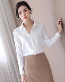 纯色简约舒适面料商务休闲女式衬衫