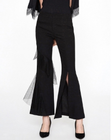 新款显高显瘦网纱雪纺喇叭休闲裤