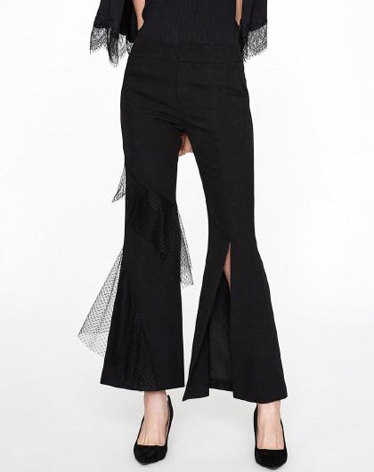 新款显高显瘦网纱雪纺喇叭休闲裤