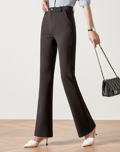 微喇裤女高腰修身显瘦休闲裤气质西装长裤