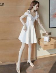 ZARA特惠精选波浪宽摆V领无袖短连衣裙